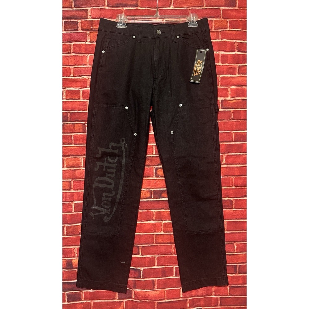 Von Dutch Black Logo Carpenter Pants Jeans Mens 30x30 Utility Workwear‎